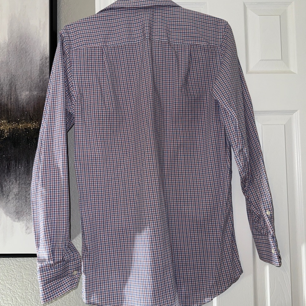 Blue and White Gingham Casual Button Down Shirt - Picture 4 of 5